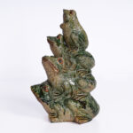 Vintage Chinese Glazed Terra Cotta Stack of Frogs