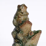 Vintage Chinese Glazed Terra Cotta Stack of Frogs