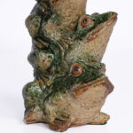 Vintage Chinese Glazed Terra Cotta Stack of Frogs