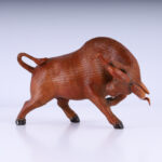 Mid Century Chinese Wicker Bull from the Shanghai Collection