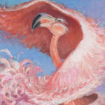 Dan Poole Vintage Dancing Flamingo Painting