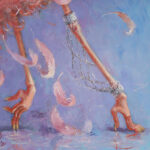 Dan Poole Vintage Dancing Flamingo Painting