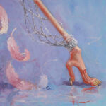 Dan Poole Vintage Dancing Flamingo Painting