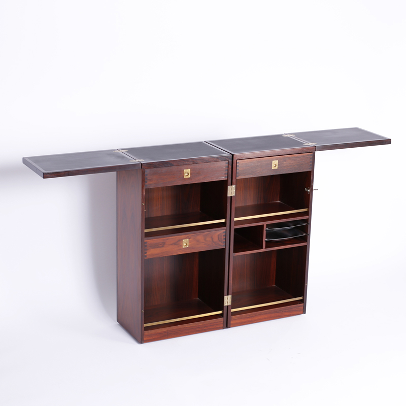 Mid Century Danish Modern Rosewood Foldout Bar Cabinet