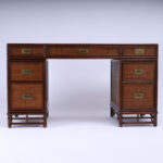 Faux Bamboo and Grasscloth Vintage Campaign Style Desk