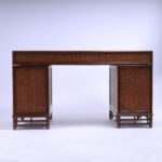 Faux Bamboo and Grasscloth Vintage Campaign Style Desk