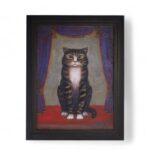 Folk Art Vintage Oil Painting of a Cat