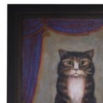 Folk Art Vintage Oil Painting of a Cat