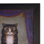 Folk Art Vintage Oil Painting of a Cat