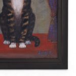 Folk Art Vintage Oil Painting of a Cat