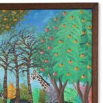 Mid Century Haitian Jungle Painting on Board by Michelet