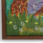 Mid Century Haitian Jungle Painting on Board by Michelet