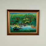 Vintage Haitian Painting of a Jungle Scene with Animals