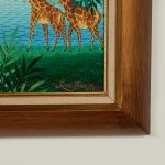 Vintage Haitian Painting of a Jungle Scene with Animals