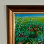 Vintage Haitian Painting of a Jungle Scene with Animals