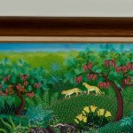 Vintage Haitian Painting of a Jungle Scene with Animals