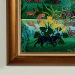 Vintage Haitian Painting of a Jungle Scene with Animals