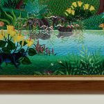 Vintage Haitian Painting of a Jungle Scene with Animals