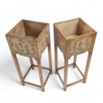 Vintage Pair of Italian Chinoiserie Planters on Stands