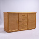 Italian Vintage Faux Bamboo and Grasscloth Credenza or Sideboard