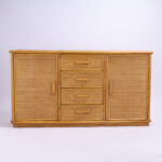 Italian Vintage Faux Bamboo and Grasscloth Credenza or Sideboard