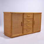 Italian Vintage Faux Bamboo and Grasscloth Credenza or Sideboard