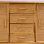 Italian Vintage Faux Bamboo and Grasscloth Credenza or Sideboard