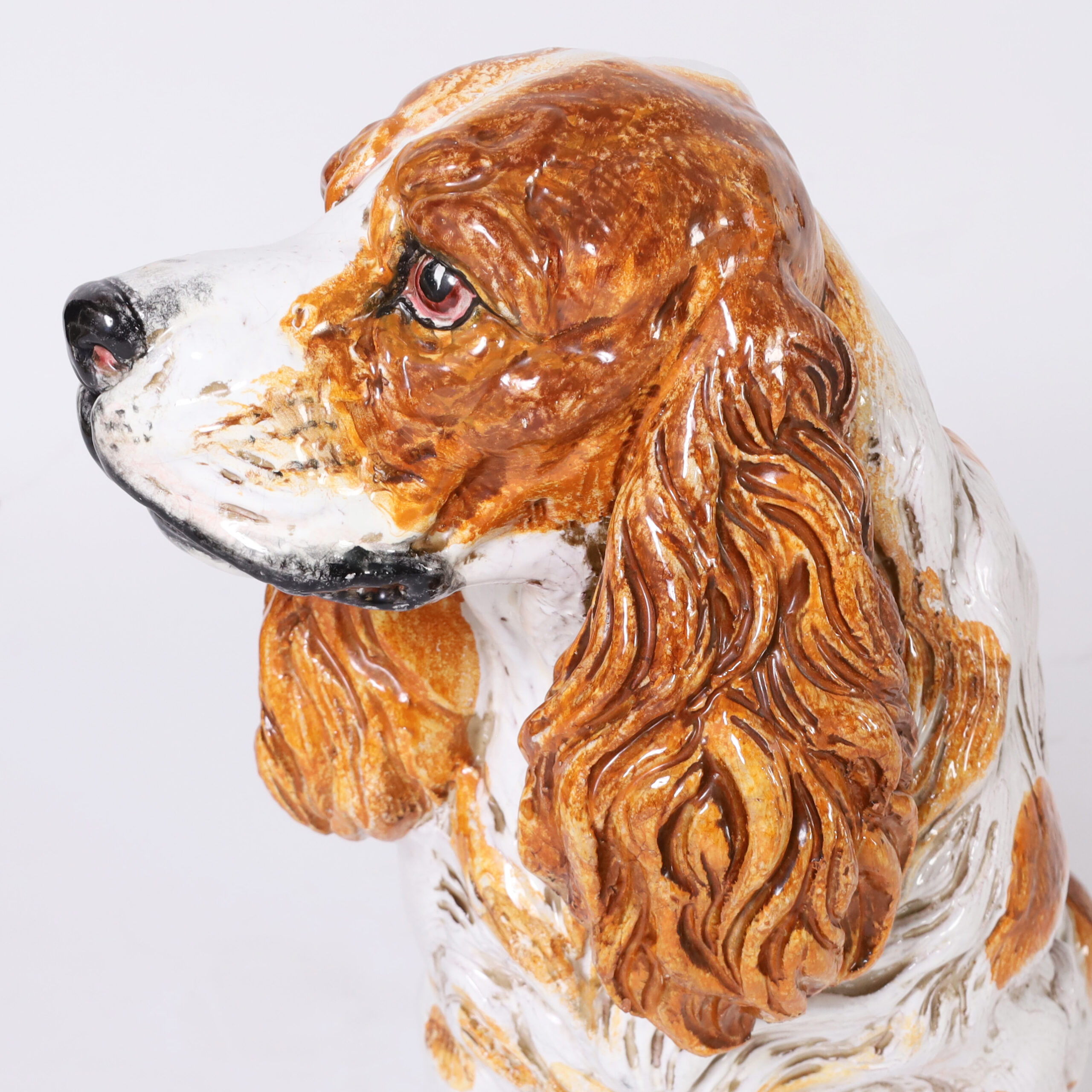 Vintage Italian Glazed Terra Cotta Cocker Spaniel or Dog