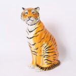 Mid Century Italian Glazed Terracotta Tiger Sculpture