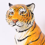 Mid Century Italian Glazed Terracotta Tiger Sculpture