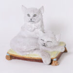 Mid Century Italian Terra Cotta Two Cats on a Pillow