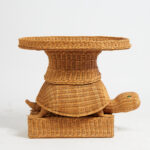 Vintage Italian Wicker Turtle Stand or Table