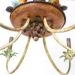 Vintage Italian Tole Palm Tree and Monkey Chandelier