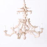 White Vintage Pagoda Form Chandelier with Monkey