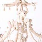 White Vintage Pagoda Form Chandelier with Monkey