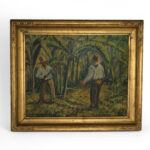 Andrew Roswall Vintage Painting on Board Titled “Harvesting Bananas”