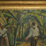 Andrew Roswall Vintage Painting on Board Titled “Harvesting Bananas”