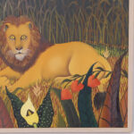 Vintage Painting on Canvas of a Lion in Repose by Blanko Paradis