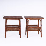 Pair of Vintage Anglo Indian Rattan Stands with Magazine Racks