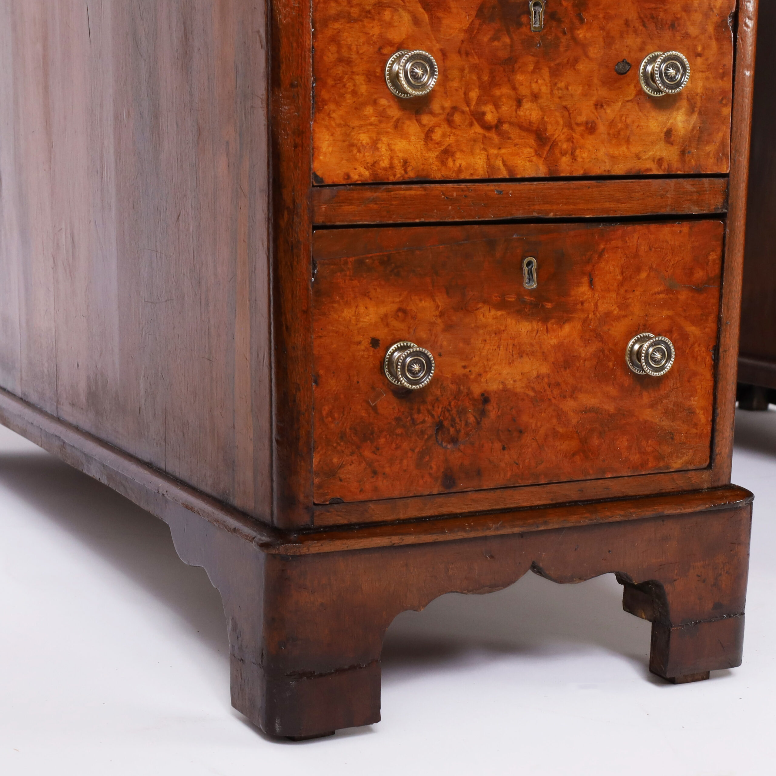 Antique English Leather Top Partners Desk