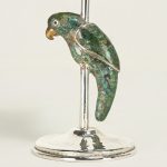 Vintage Set of Eight Silver on Copper Goblets or Stemware with Parrots by Emilia Castillo