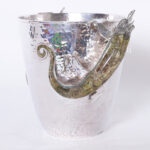Vintage Silver Plate Ice Bucket with Stone Lizard Handles by Wolmar Castillo