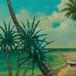 John Kiraly Vintage Tropical Beachscape Painting