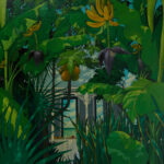 John Kiraly Vintage Tropical Painting of a Garden