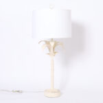 Pair of Vintage White Tole Italian Palm Tree Table Lamps