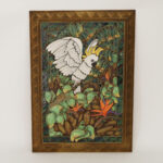 Jungle Mosaic Tile Panel with Cockatoo or Bird Wall Hanging