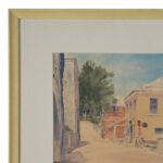 Watercolor Street Scene in Bermuda By Adolph Treidler