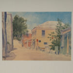 Watercolor Street Scene in Bermuda By Adolph Treidler