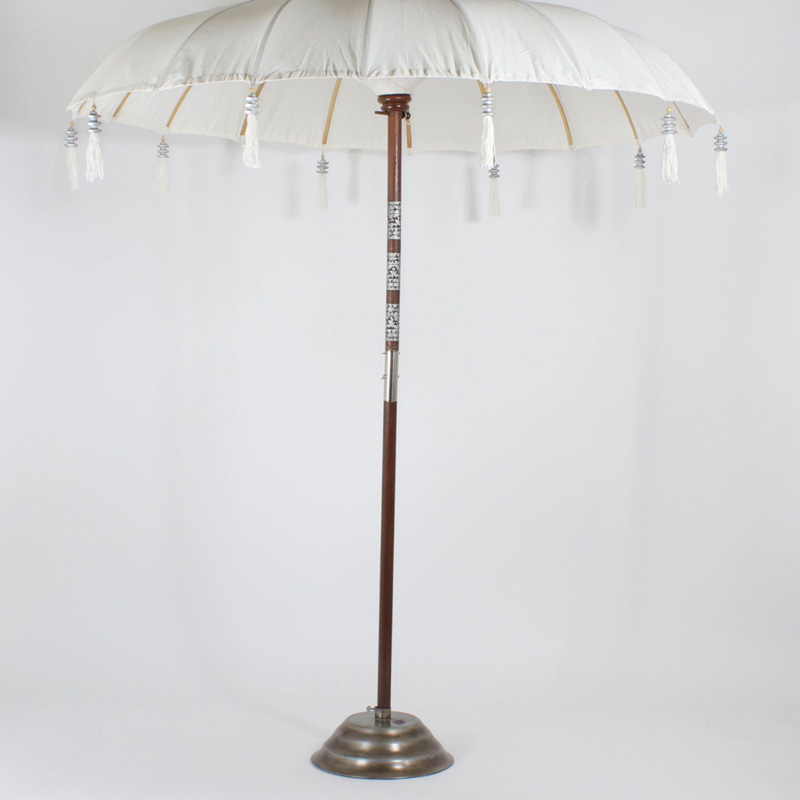 Exotic White Cotton Umbrella with Sandstone Base, Priced Individually