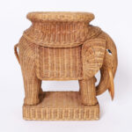 Pair of Mid Century Wicker Elephant Stands